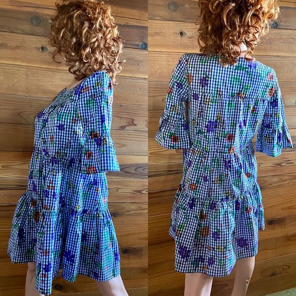 NWT $175 ROMEO & JULIET COUTURE Gingham & Floral Print DRESS Size Medium - Picture 5 of 16